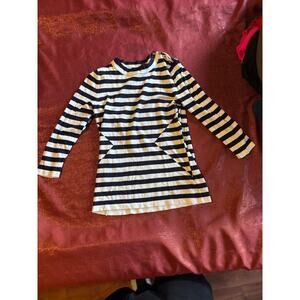 The Limited Sweater Womens S Navy White Striped Long Sleeve Button Shoulder